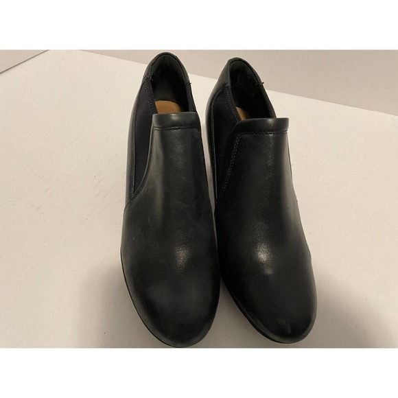 CLARK ARTISON SHOE BOOTIES BLACK LEATHER WOMENS SIZE 6 - Picture 1 of 9